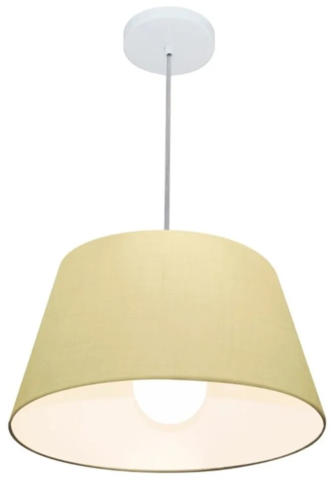 Lustre Pendente Cone Md-4039 Cúpula em Tecido 21/40x30cm Algodão Crú - Bivolt