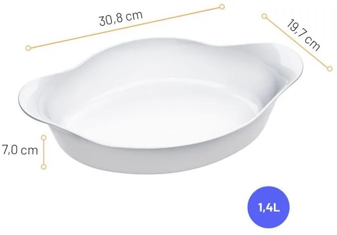 Assadeira Oval Marinex Opaline 1,4L