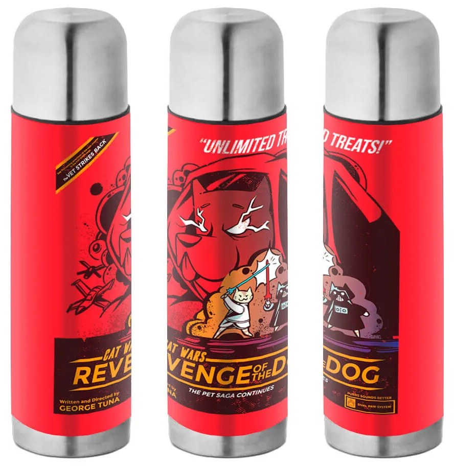 Garrafa Térmica 500 ml Cat Wars Vermelha Revenge of the Dog