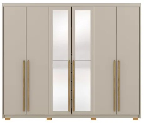 Guarda Roupa Com Espelho Dubai Majestic 6 Portas e 3 Gavetas Fendi - Vila Rica Móveis