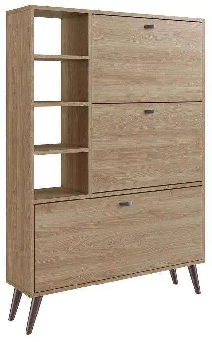 Sapateira Estante Retrô com 3 Portas e 4 Prateleiras 18 pares Oak