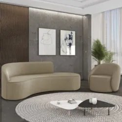 Sofá 4 Lugares 220cm Wendi e Poltrona Steve Suede Marrom Rt I01 - Mpo