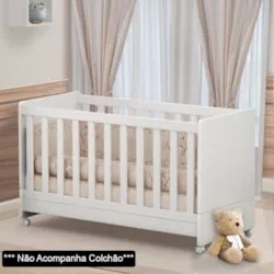 Berço Americano Mini Cama Com Rodízios Charme Z49 Branco - Mpozenato