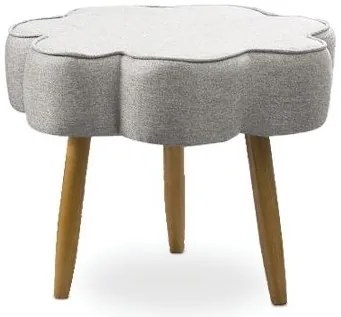 Puff Decorativo Pé Palito de Madeira Sala Flower Linho E03 - D'Rossi - Cinza
