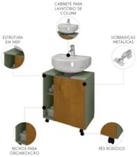 Gabinete Banheiro Para Pia 1 Porta Pequin Pistache/Naturalle - Bechara