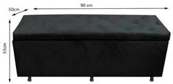 Calçadeira Baú Solteiro 90cm Estofada Liz S05 Suede Bordado Preto - Mp