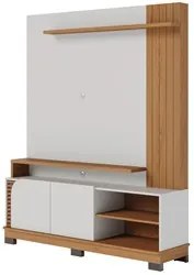Estante Painel para TV 65 Pol Madrid C05 Off White Matte/Freijó - Mpoz