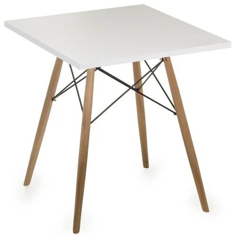 Mesa Eames 70 cm Tampo Quadrado Branco Base Madeira Clara - 28717 Sun House