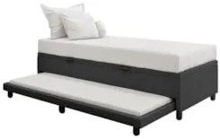 Bicama Box Baú Solteirão 96x203cm Samy S05 Linho Preto - Mpozenato