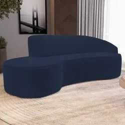 Sofá Living  4 Lugares 300cm Braço Direito Mozart D06 Veludo Azul - Mp