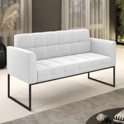 Sofá Namoradeira Base Industrial Preto Ana Bouclé Off - Ibiza