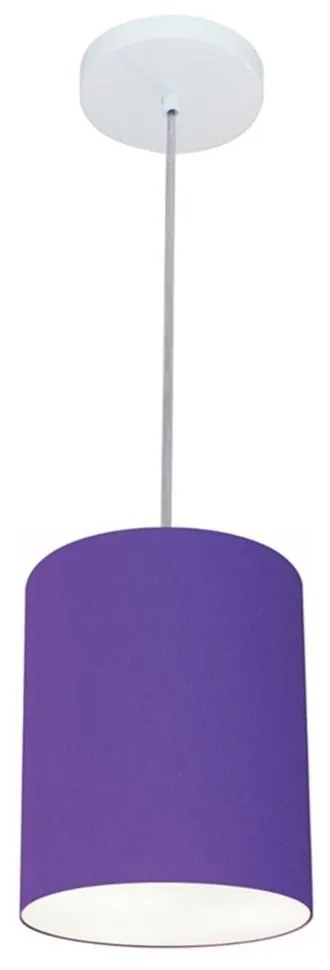 Lustre Pendente Cilíndrico Md-4012 Cúpula em Tecido 18x25cm Roxo - Bivolt