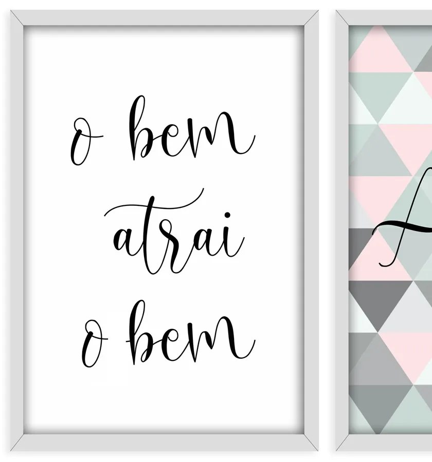 Kit 03 Quadros Decorativos "Frases Amor" 43x33 cm - D'Rossi