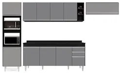 Armário de Cozinha Modulada 5 Peças CP17 Balcão com Tampo Preto/Cinza