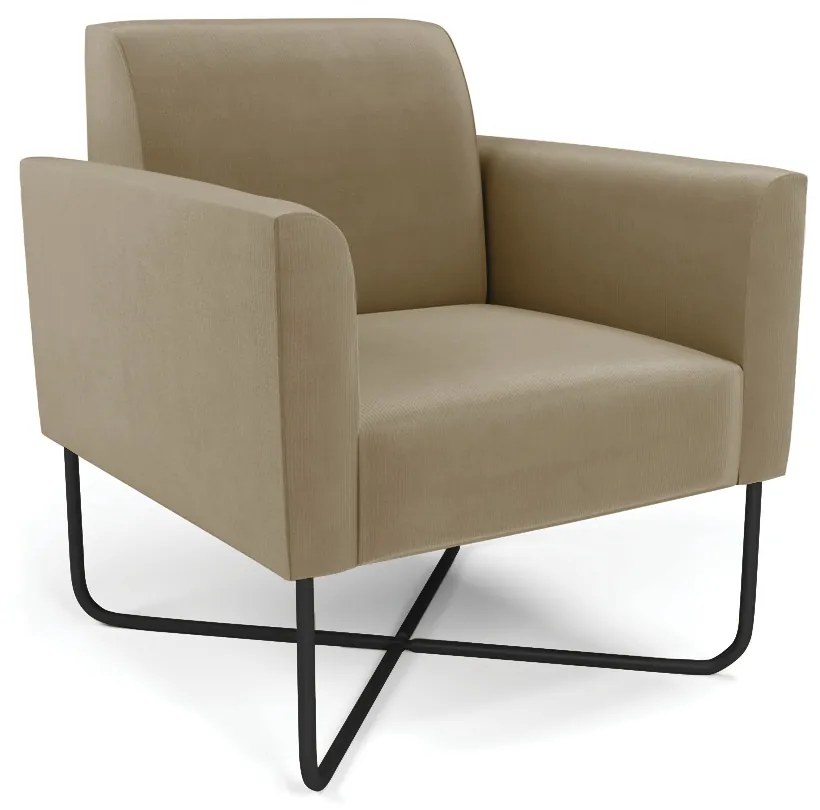 Poltrona Base X Industrial Preto Marisa Suede - Marrom Rato