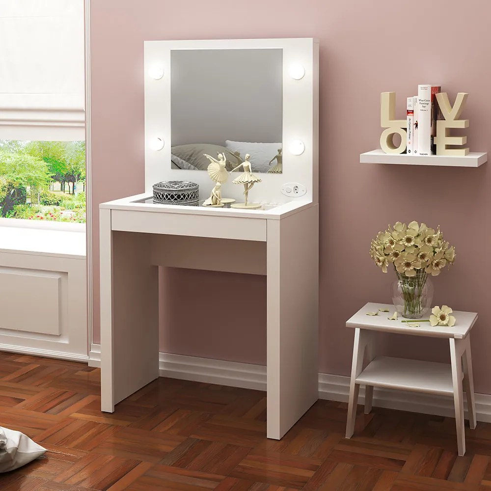 Penteadeira para Quarto Decorativa PE2017 MPD Branco G69 - Gran Belo