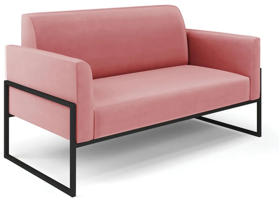 Sofá Namoradeira com Poltrona Base Industrial Alta Preto Marisa Suede D03 - D'Rossi - Rose