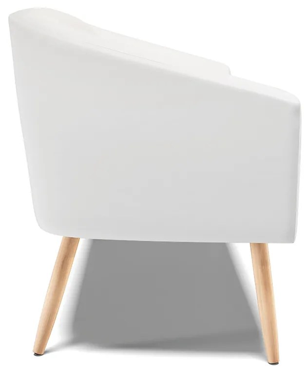 Sofá 2 Lugares Namoradeira Pé Palito Natural Stella Sintético Branco D03 - D'Rossi