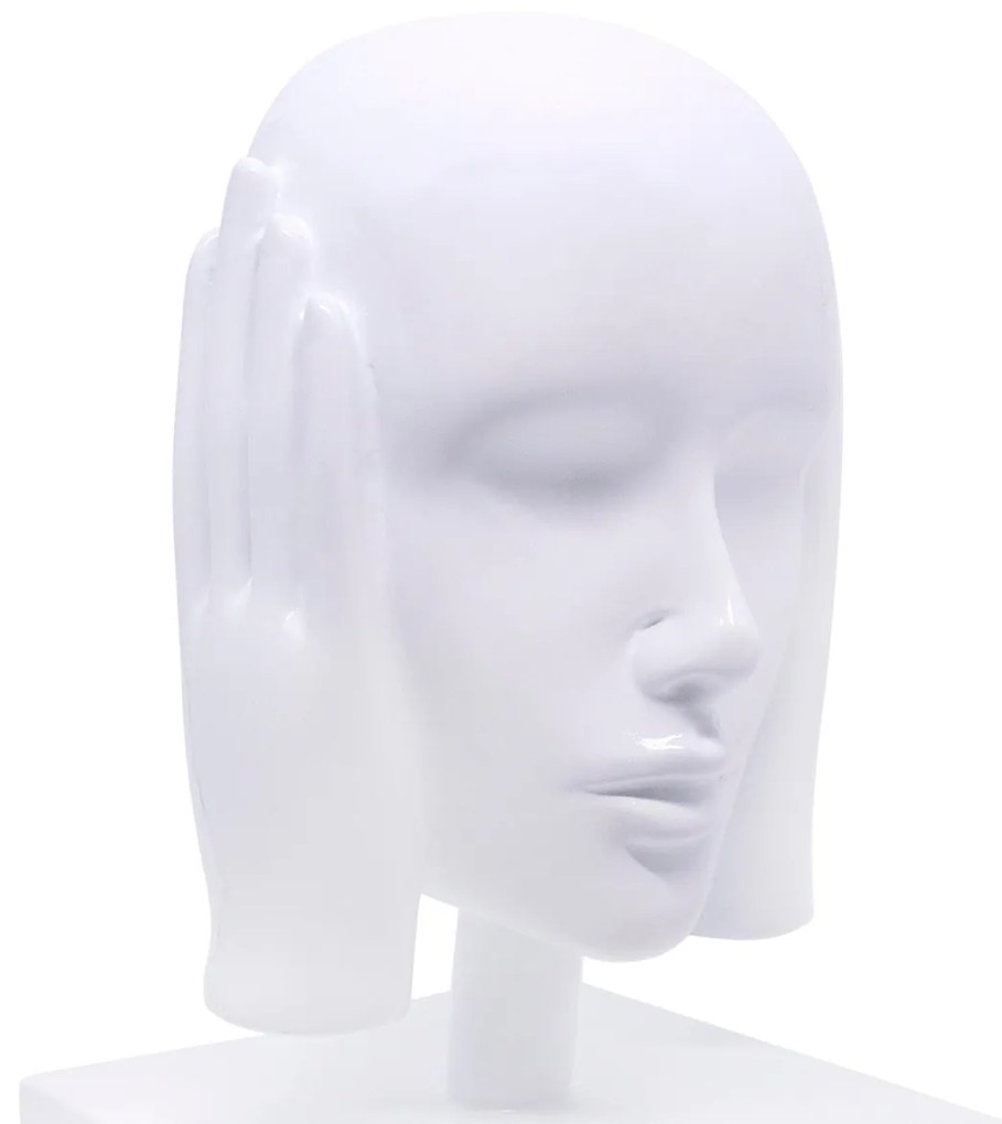 Escultura Máscara Rosto Surdo Branco Em Cerâmica 25x15x14 Cm - D'Rossi