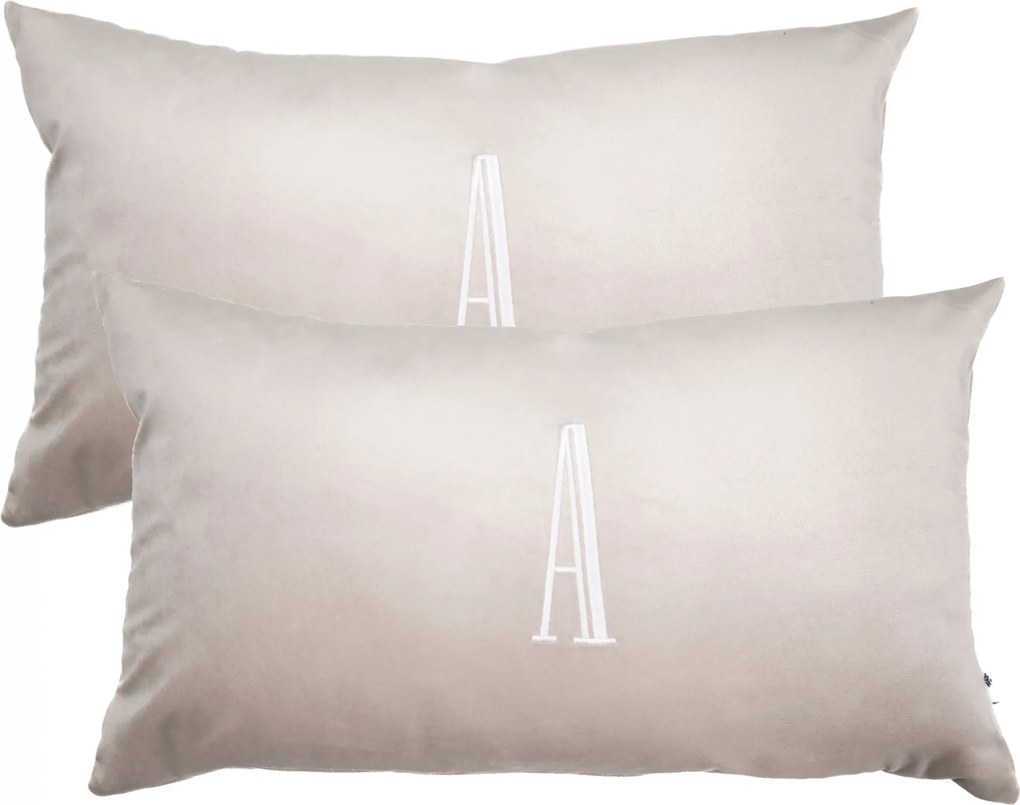 Jogo de 2 Almofadas Monograma Delicata Bordado Ramos - Marfim Marfim