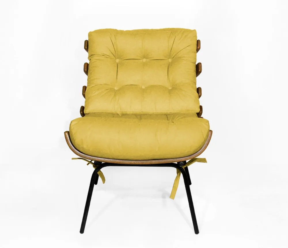 Kit 2 Poltrona Decorativa Costela Suede Amarelo