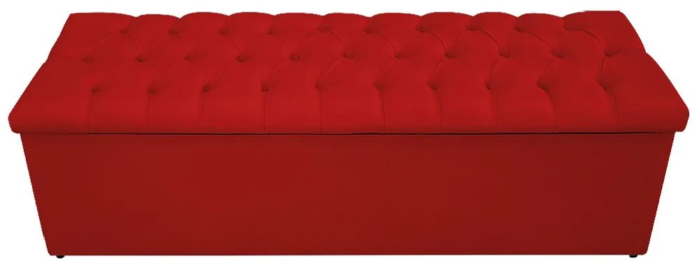 Recamier Baú Estofada Mel 160 cm Queen Size Com Capitonê Suede Vermelho - ADJ Decor