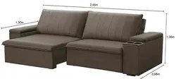 Sofá Retrátil Reclinável 3 Lugares 245cm Baluart F05 Veludo Castor - M