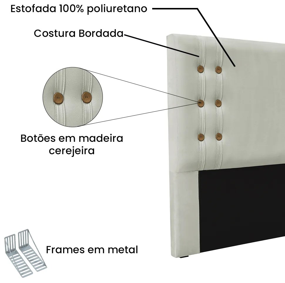 Cabeceira Cama Box Solteiro 90cm e Recamier Gênova Veludo S04 - D'Rossi - Prata