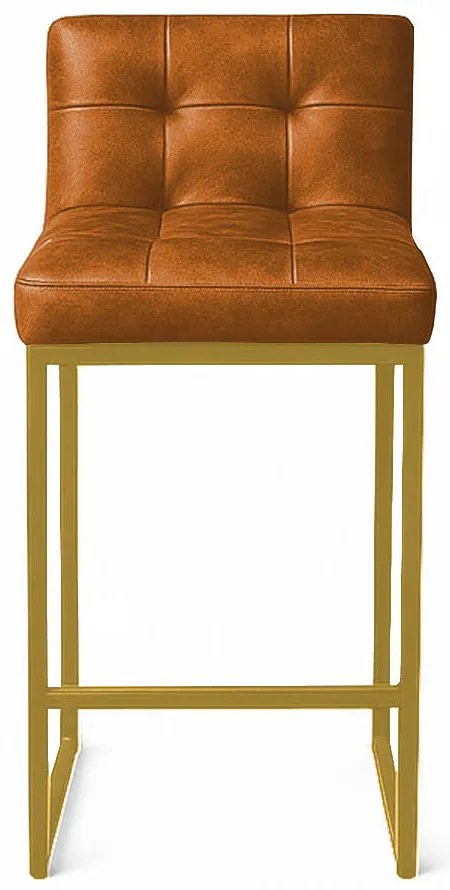 Banqueta Cozinha Alta com Encosto Industrial Dourado Lirina PU C05 - D'Rossi - Whisky