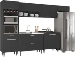 Armário de Cozinha CP06 Com Pia 100cm Pérola Z34 Preto      - Mpozenat