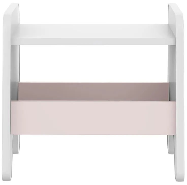 Banquinho Infantil Arredondado Porta Objetos - Branco/rosa