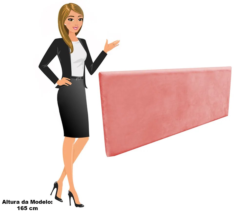 Cabeceira Casal Queen Cama Box 160cm Painel Clean Suede M11 - D'Rossi - Rose