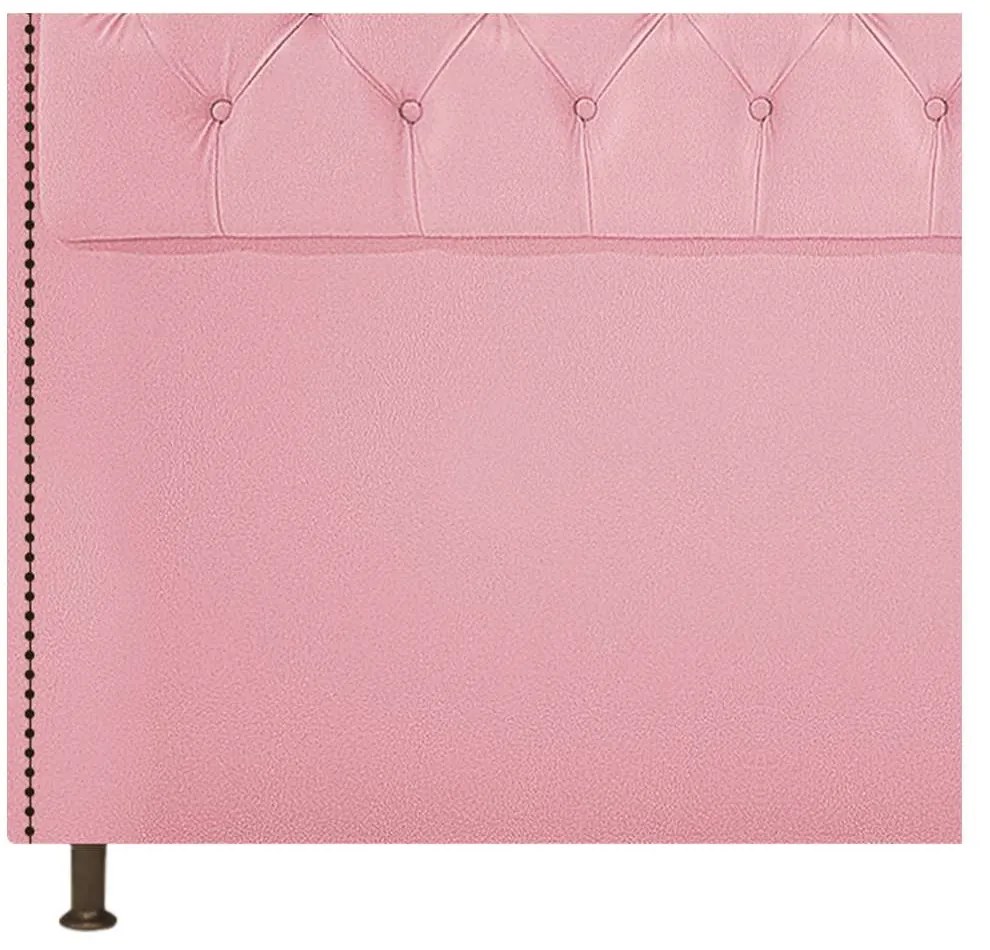 Cabeceira Estofada Yasmim 140 cm Casal Suede Rosa Bebê - ADJ Decor