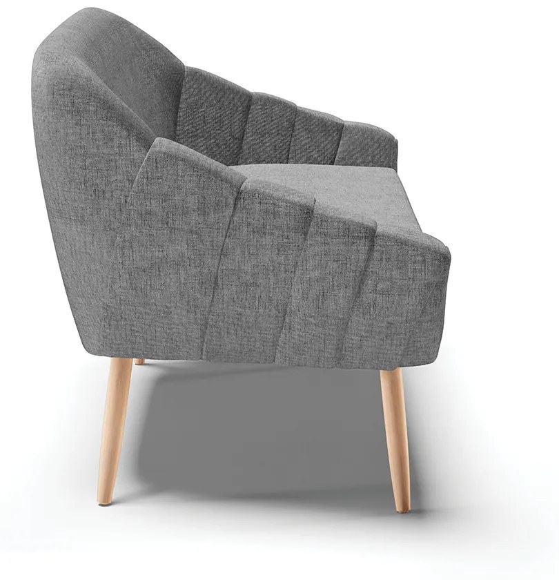 Namoradeira 02 Lugares Giovana Linho Grafite A26 Pés Palito Natural - Indo Decorar