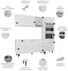 Armário de Cozinha CP02 Para Pia 150cm Pérola Z34 Branco - Mpozenat