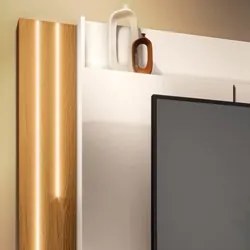 Estante Painel para TV 75 Pol. Monzane H01 Off White/Cinamomo - Mpozen