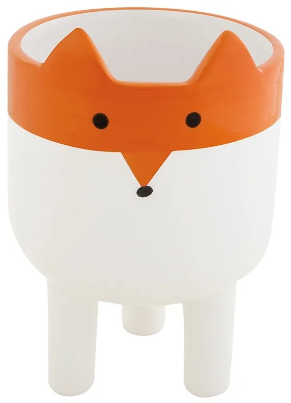 Cachepot "Raposa" Branco e Laranja Em Ceramica 10 Cm  - D'Rossi