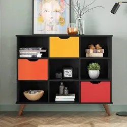 Nicho Organizador Multifuncional 6 Nichos 3 Gavetas Pés Retrô Cube Q01