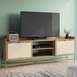Rack Para Sala Bancada de TV 65 Pol Pé Metal Arlo A10 Hanover/Dourado
