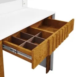 Penteadeira Camarim 90cm Com Espelho Lilian Branco/Naturalle B02 - Mpo