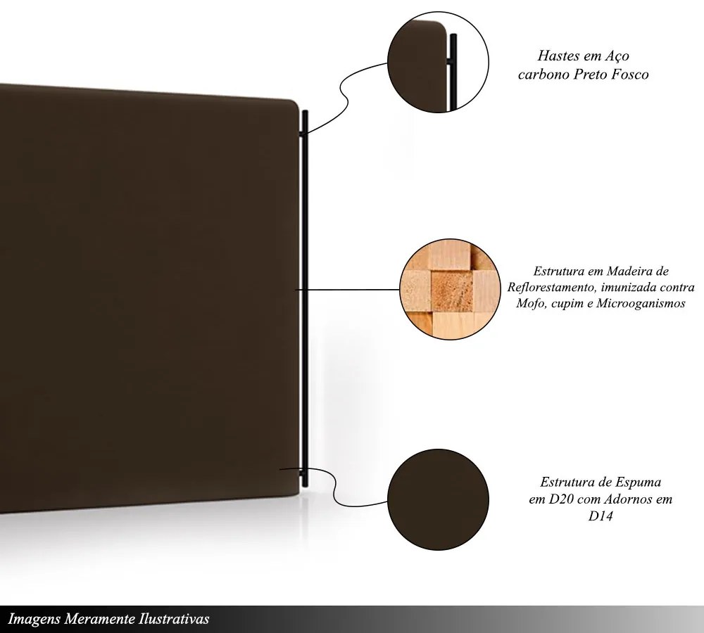 Cabeceira Design para Cama de Casal Bezos Pés em Madeira Veludo Marrom G91 - Gran Belo