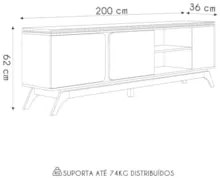 Rack Para Sala de TV 70 Polegadas 200cm Nice L06 Nature/Off - Mpozenat
