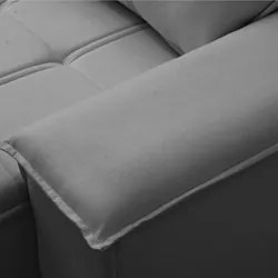 Sofá Retrátil 3 Lugares com Porta Copo 210cm Malta F05 Veludo Cinza -