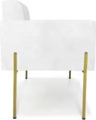 Poltrona Sala Pé Metal Dourado Kit 2 Ana Sintético PU Branco - Ibiza