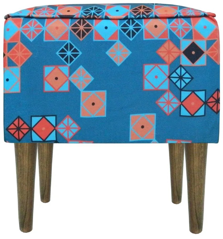 Puff Quadrado Milão Suprema em Suede com Pés Palito - Art Déco