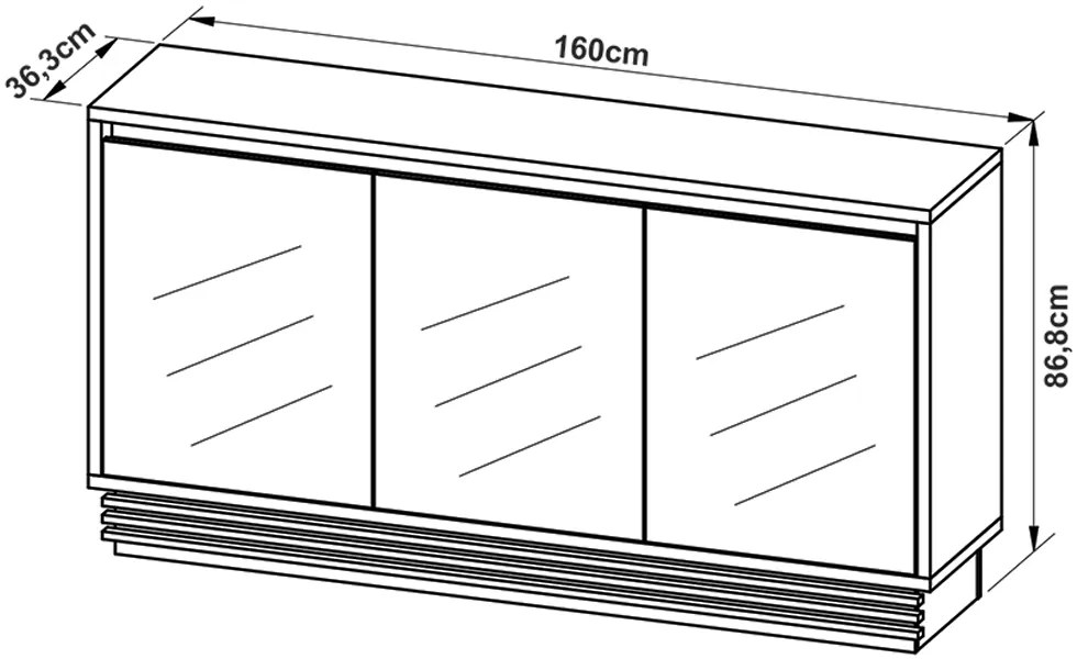 Buffet Aparador Balcão Sala de Jantar com Espelho nas Portas BB2609 MDP Natural G69 - Gran Belo