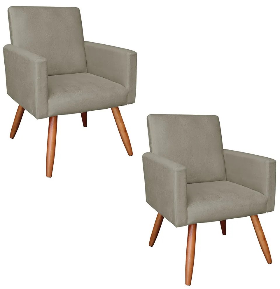 KIT 02 POLTRONAS LARISSA SUEDE MARROM RA