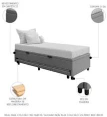 Bicama Box Baú Solteirão 96x203cm Samy S05 Sintético Cinza - Mpozenato