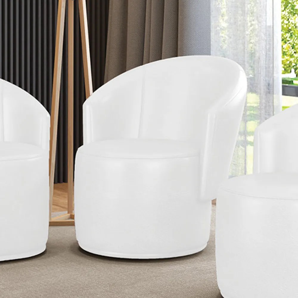 Poltrona Decorativa Orgânica Fixa para Sala Malu Sintético PU M11 - D'Rossi - Branco