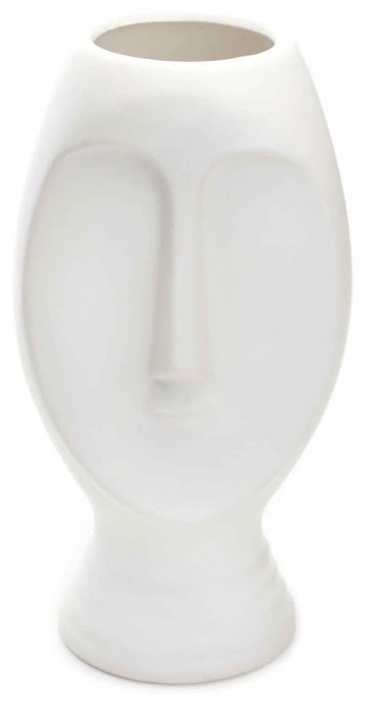 Vaso Decorativo Rosto Em Cerâmica Branco 23,5x11 Cm - D'Rossi